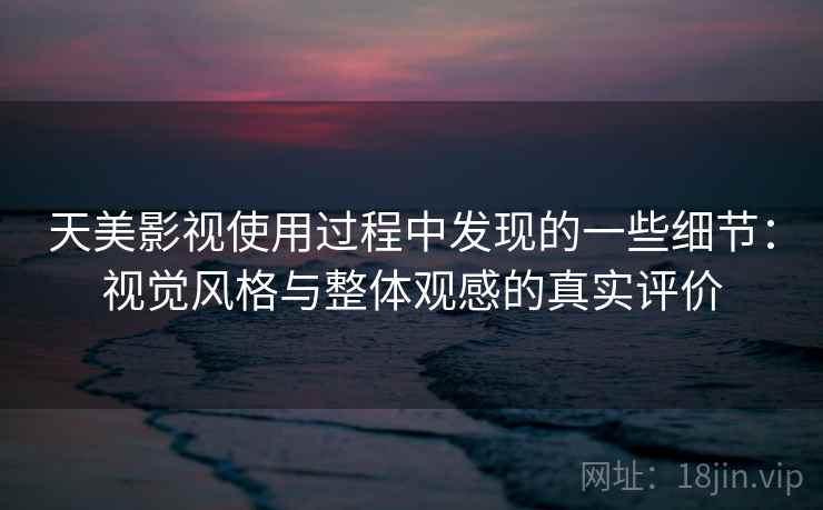 天美影视使用过程中发现的一些细节:视觉风格与整体观感的真实评价