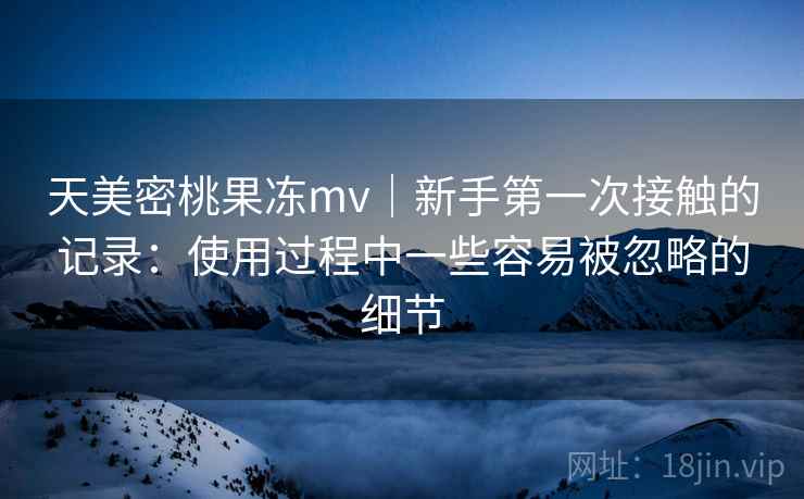 天美密桃果冻mv｜新手第一次接触的记录：使用过程中一些容易被忽略的细节