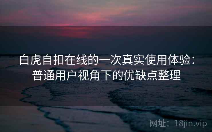 白虎自扣在线的一次真实使用体验:普通用户视角下的优缺点整理
